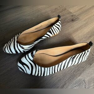 UGG Women's Lynley Zebra-Printed Calf Hair Ballet Flats 9.5